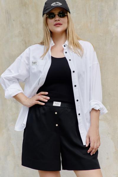 Шорты из ткани с шлифованным эффектом и эластичным поясом THÉA club 5007 черный - фото 8