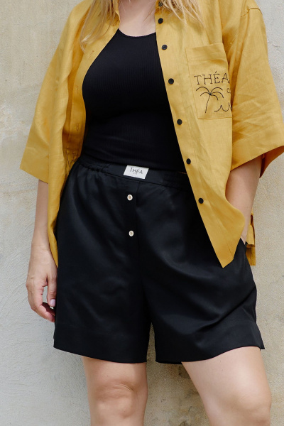 Шорты из ткани с шлифованным эффектом и эластичным поясом THÉA club 5007 черный - фото 3