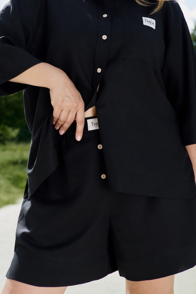 Шорты из ткани с шлифованным эффектом и эластичным поясом THÉA club 5007 черный - фото 7