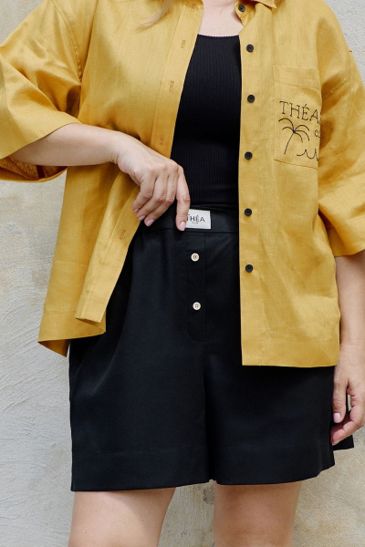 Шорты из ткани с шлифованным эффектом и эластичным поясом THÉA club 5007 черный - фото 4