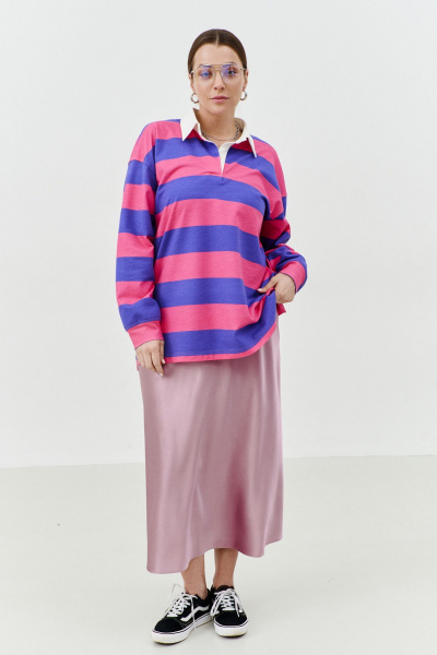 Длина удлиненной миди юбки из шелковистой ткани с эластичным поясом THÉA club 6002 пыльно-розовый - фото 7