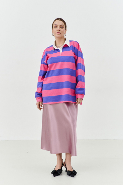 Длина удлиненной миди юбки из шелковистой ткани с эластичным поясом THÉA club 6002 пыльно-розовый - фото 6