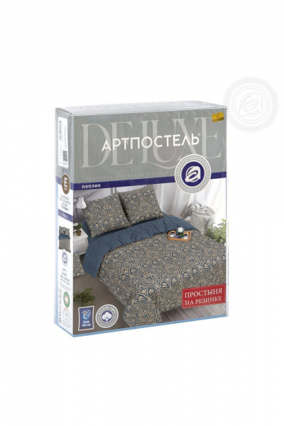 Круглогодичный комплект постельного белья из хлопка, поплина, синий на резинке АРТПОСТЕЛЬ 932 мадрид - фото 9