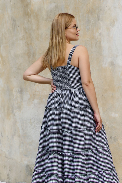 Миди сарафан с отрезным лифом и горизонтальными швами THÉA club 7002 черно-белая_клетка - фото 5