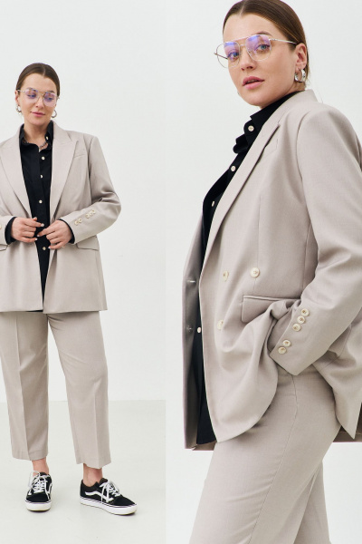 Женские зауженные брюки из костюмной ткани 7/8 THÉA club 5001 жемчужно-серый - фото 6