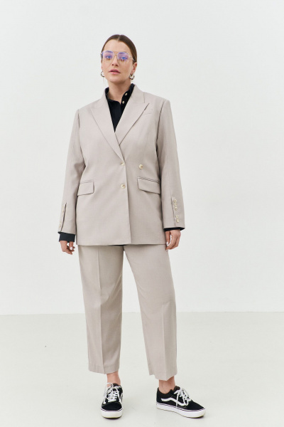 Женские зауженные брюки из костюмной ткани 7/8 THÉA club 5001 жемчужно-серый - фото 5