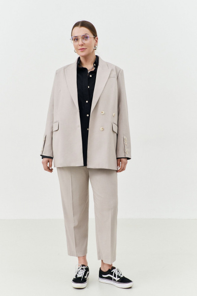 Женские зауженные брюки из костюмной ткани 7/8 THÉA club 5001 жемчужно-серый - фото 3