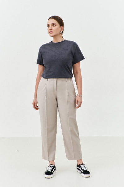 Женские зауженные брюки из костюмной ткани 7/8 THÉA club 5001 жемчужно-серый - фото 1