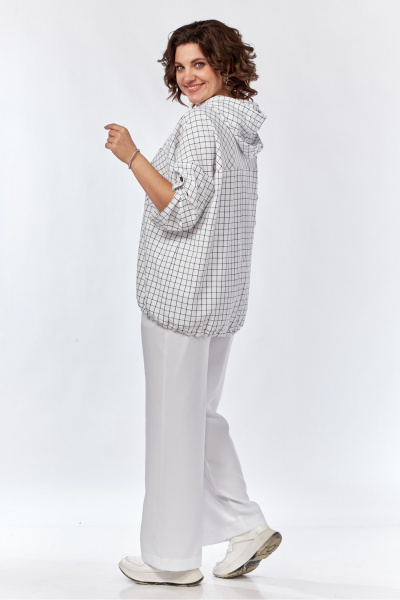Двухкомлект из белых и черных льняных брюк и блузы SVT-fashion 601 - фото 7