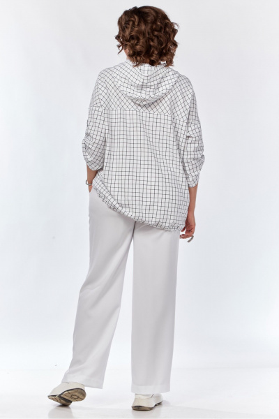 Двухкомлект из белых и черных льняных брюк и блузы SVT-fashion 601 - фото 6