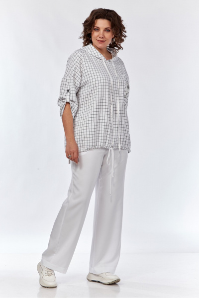 Двухкомлект из белых и черных льняных брюк и блузы SVT-fashion 601 - фото 4