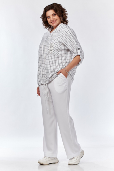 Двухкомлект из белых и черных льняных брюк и блузы SVT-fashion 601 - фото 3