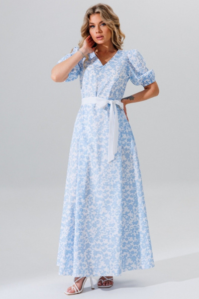 Платье с вырезом V и юбкой с складками в полоску Faufilure C1654 - фото 5