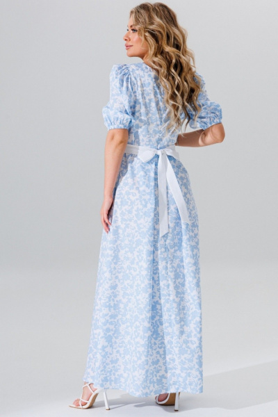 Платье с вырезом V и юбкой с складками в полоску Faufilure C1654 - фото 3