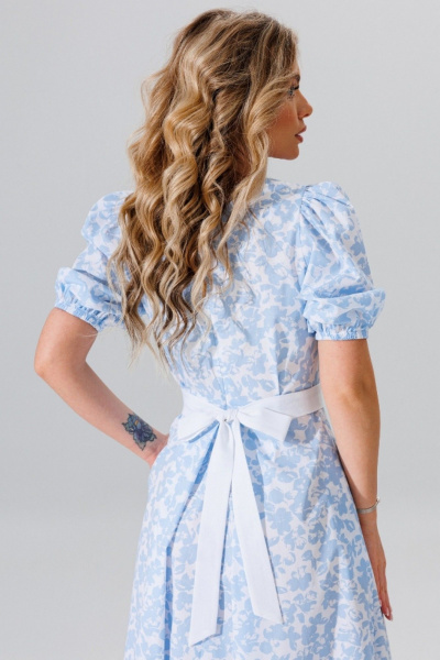 Платье с вырезом V и юбкой с складками в полоску Faufilure C1654 - фото 2