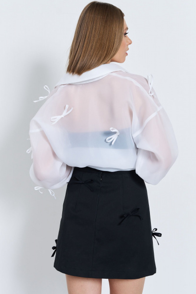 Белая летняя блуза с разрезами и длинными рукавами AG Green G528/3 белый - фото 2