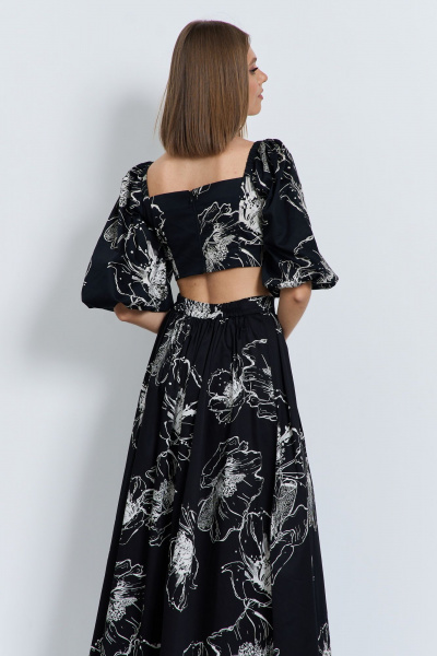 Черная юбка из плательной ткани с складками и поясом AG Green G525/8 черный - фото 2