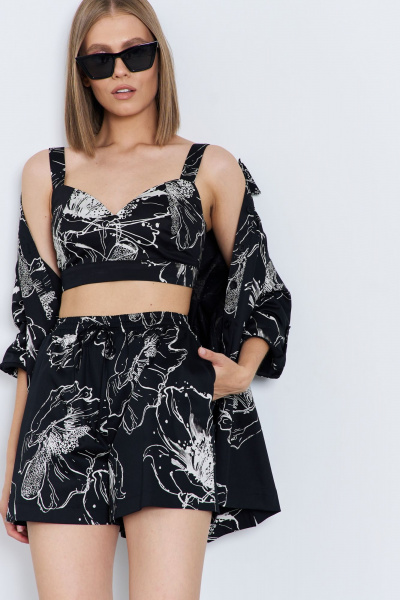 Плательный топ с бретелями и рельефами AG Green G525/3 черный - фото 4