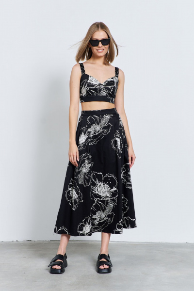 Плательный топ с бретелями и рельефами AG Green G525/3 черный - фото 3