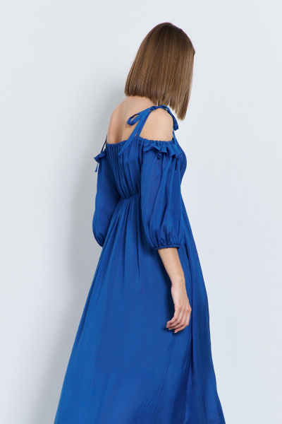 Летнее платье из плательной ткани с бантовыми бретелями AG Green G522/1 васильковый - фото 2