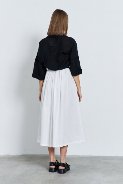 Блуза прямого силуэта с пуговицами и кулисами из текстиля AG Green G520/3 черный - фото 2