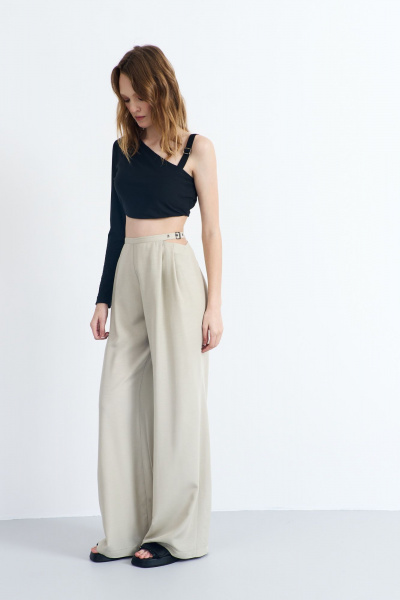 Брюки классические из костюмной ткани с складками AG Green G513/6 бежевый - фото 1