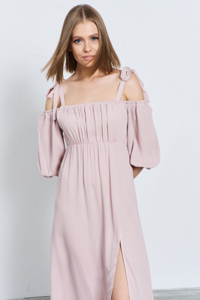 Розовое платье из текстиля для комфортного лета AG Green G477/1 пудра - фото 3