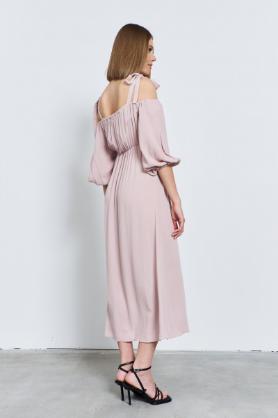 Розовое платье из текстиля для комфортного лета AG Green G477/1 пудра - фото 2