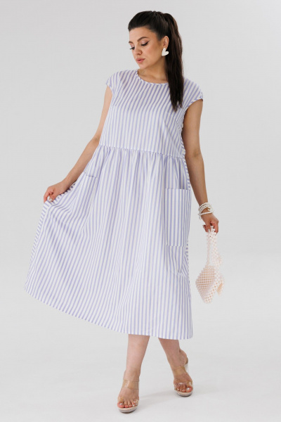 Фиолетовое платье оверсайз из хлопкового текстиля Anelli 1059 аметист - фото 6