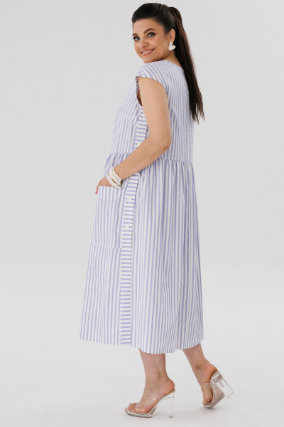 Фиолетовое платье оверсайз из хлопкового текстиля Anelli 1059 аметист - фото 4