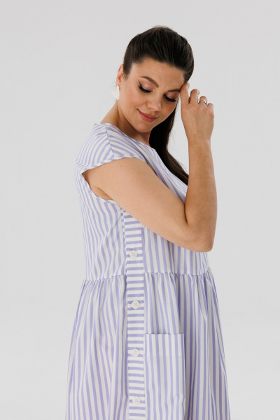 Фиолетовое платье оверсайз из хлопкового текстиля Anelli 1059 аметист - фото 3