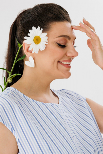 Голубое платье оверсайз из хлопкового текстиля Anelli 1059 топаз - фото 9