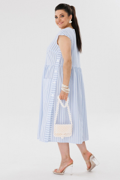 Голубое платье оверсайз из хлопкового текстиля Anelli 1059 топаз - фото 8