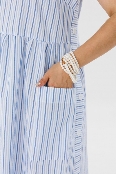 Голубое платье оверсайз из хлопкового текстиля Anelli 1059 топаз - фото 7