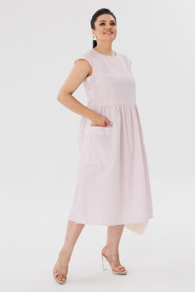 Розовое платье оверсайз из хлопкового текстиля Anelli 1059 розовый_кварц - фото 8