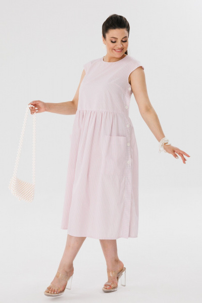 Розовое платье оверсайз из хлопкового текстиля Anelli 1059 розовый_кварц - фото 6