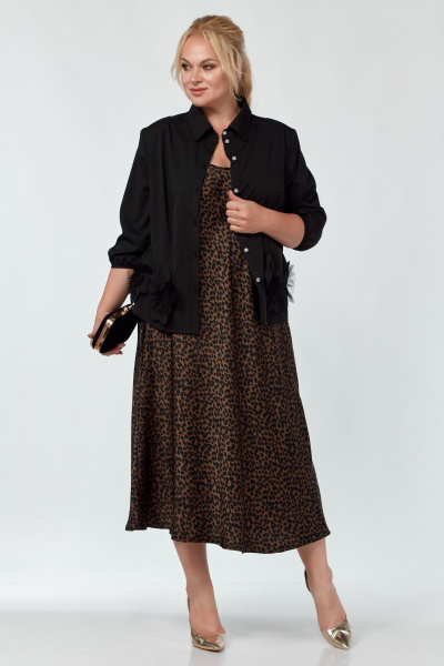 Костюм 2-ка платье и блузка на каждый день Belinga 2304 леопард - фото 6