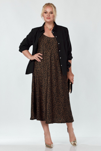 Костюм 2-ка платье и блузка на каждый день Belinga 2304 леопард - фото 4