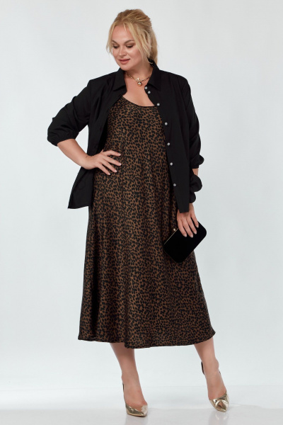Костюм 2-ка платье и блузка на каждый день Belinga 2304 леопард - фото 2