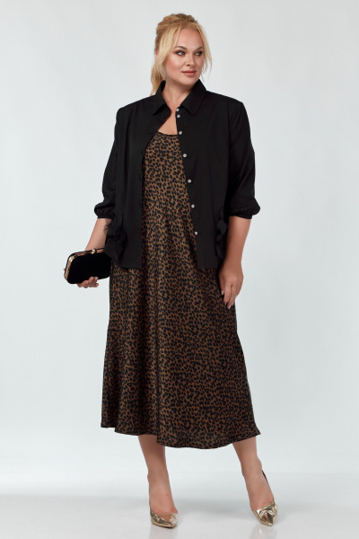Костюм 2-ка платье и блузка на каждый день Belinga 2304 леопард - фото 1