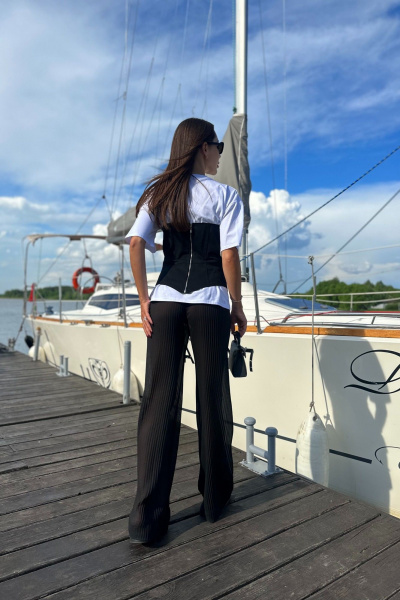 Брюки из полупрозрачной ткани с прямым крылом Skipper Design 610 черный - фото 4