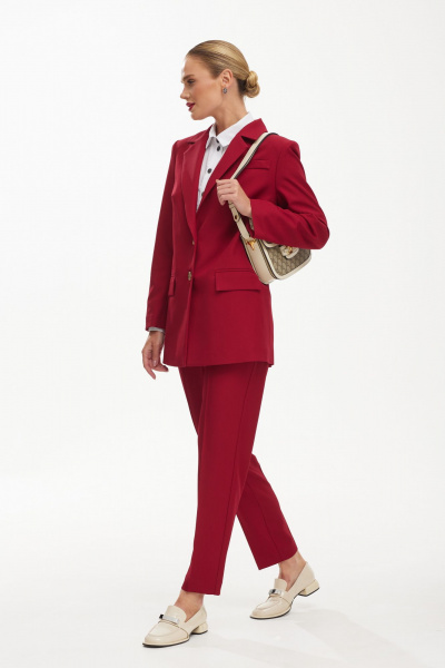 Костюм двойка: брюки и жакет в деловом стиле Твой имидж 1910 красный - фото 8