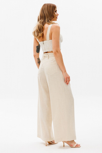 Бежевые кирпичные брюки с гульфиком и складками AVRIL 1022 беж - фото 5