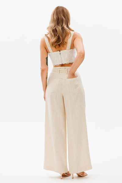 Бежевые кирпичные брюки с гульфиком и складками AVRIL 1022 беж - фото 4