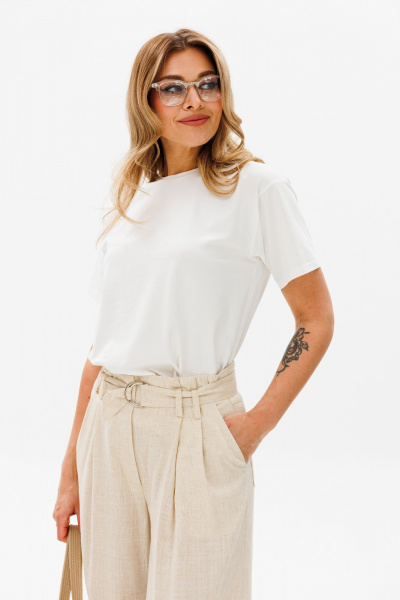 Футболка прямого кроя с коротким рукавом AVRIL 1017 айвори - фото 4