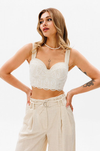Бежевый летний комплект: брюки и корсет топ AVRIL 2007 бежевый - фото 4