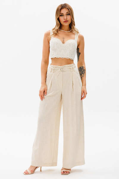 Бежевый летний комплект: брюки и корсет топ AVRIL 2007 бежевый - фото 2