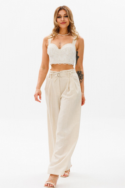 Бежевый летний комплект: брюки и корсет топ AVRIL 2007 бежевый - фото 1