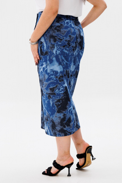 Летняя синяя юбка-карандаш из хлопка с карманами Anelli 1453 синий_мрамор - фото 7