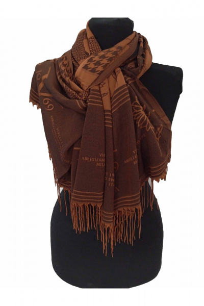 Демисезонный коричневый шарф-жаккард TrendCorner 7-5-2-165 1267 - фото 1